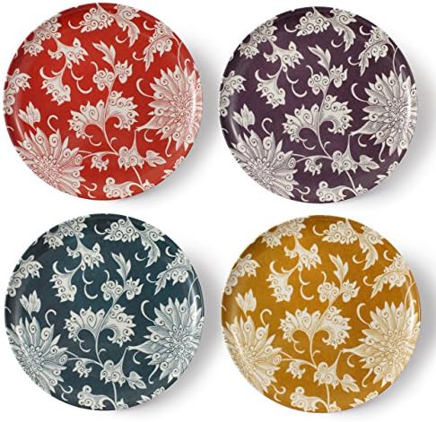cartaffini – Set of 4 Dinner Plates Ø 24 cm, Damascus Collection (Ochre, Oil, Aubergine and Red)