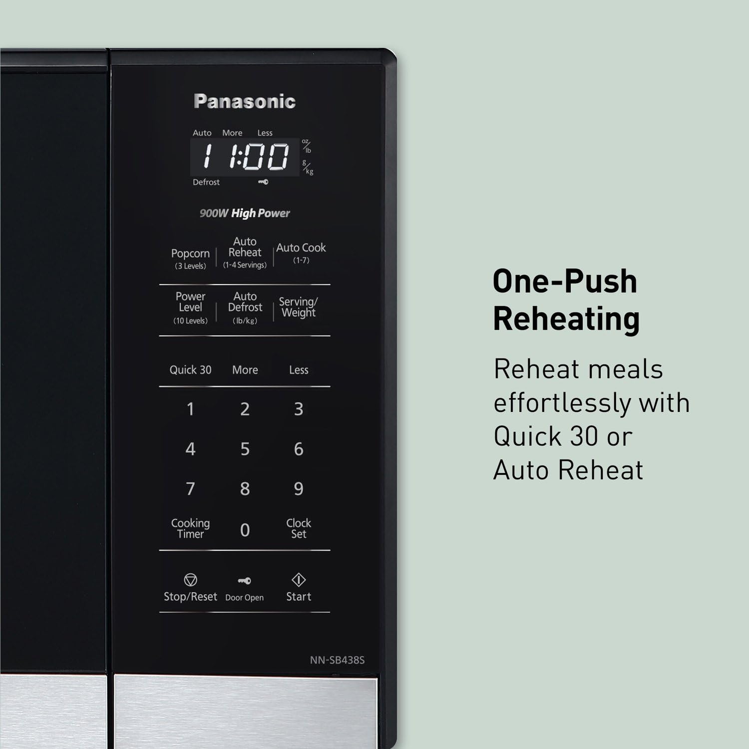 Panasonic NN-SB438S Compact Microwave Oven, 0.9 cft, Black Stainless Steel