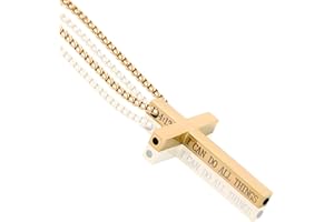 Luciteck Breathlink Quit Smoking Cross Breathing Necklace - Stainless Steel, Anxiety Relief & Quit Smoking Aid, Breathlink Design for Men/Women, Breathlink Stop Smoking Support Necklace Gold