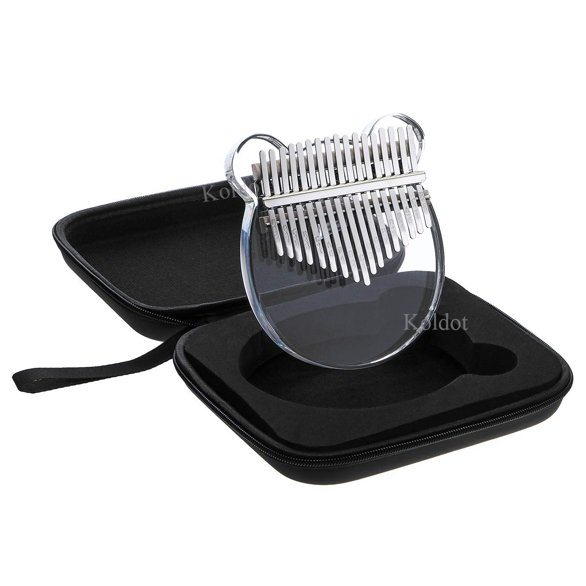 Koldot Clear Kalimba 17 Keys Engraved With Notes Bear Shaped Thumb Piano Solid Finger Piano Clear Body Cute Crystal Acrylic Kalimba With Tuning Hammer Hard Case Gifts