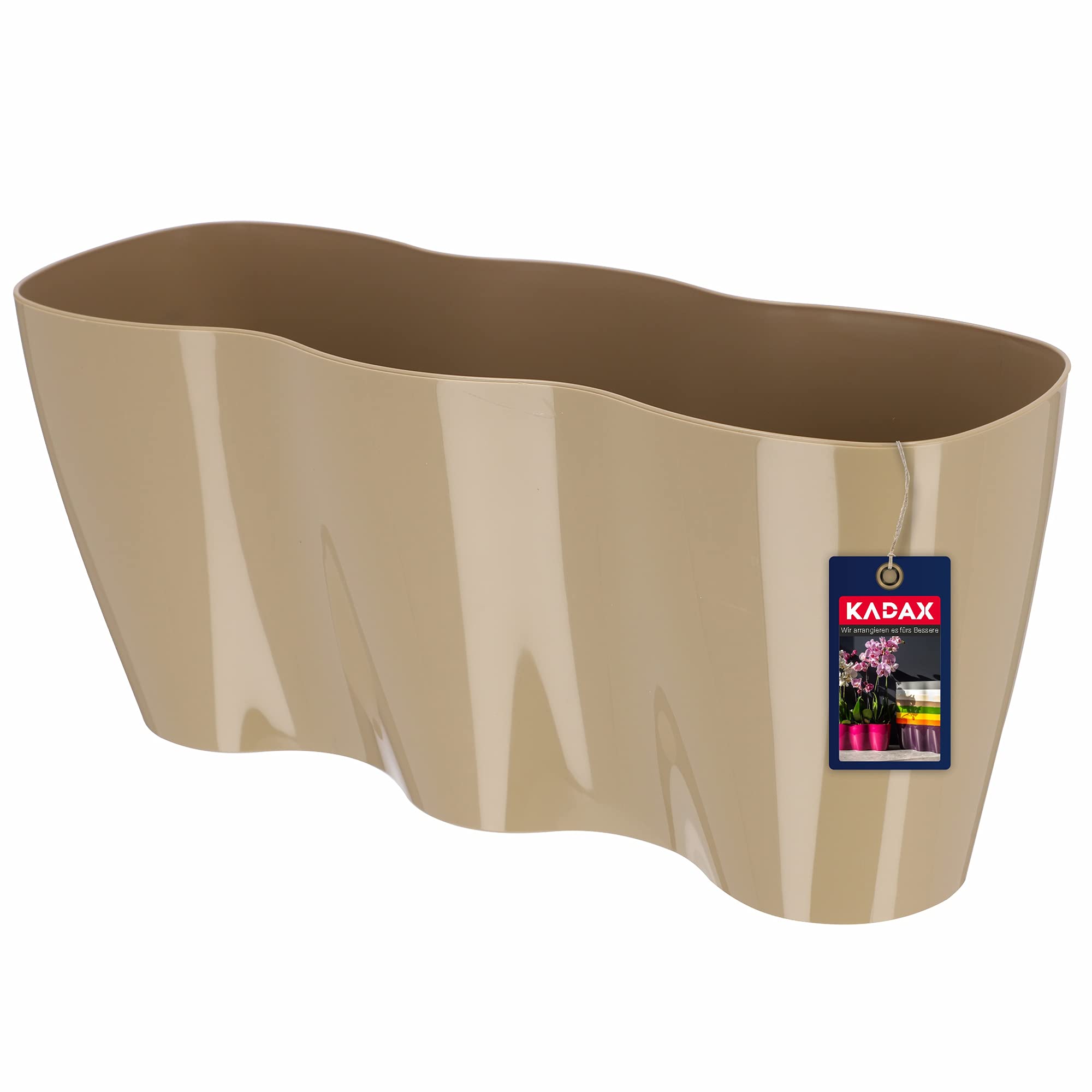KADAX Triple Flowerpot, Polypropylene Orchid Pot in Several Colours, Oblong Planter for Living Room, Office, Bedroom, Kitchen, Elegant Plant Pot (35 x 12 cm, Beige)