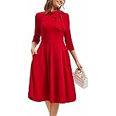 ZonJie Womens Elegant Cocktail Party A-line Flare Hem Dress with Pocket