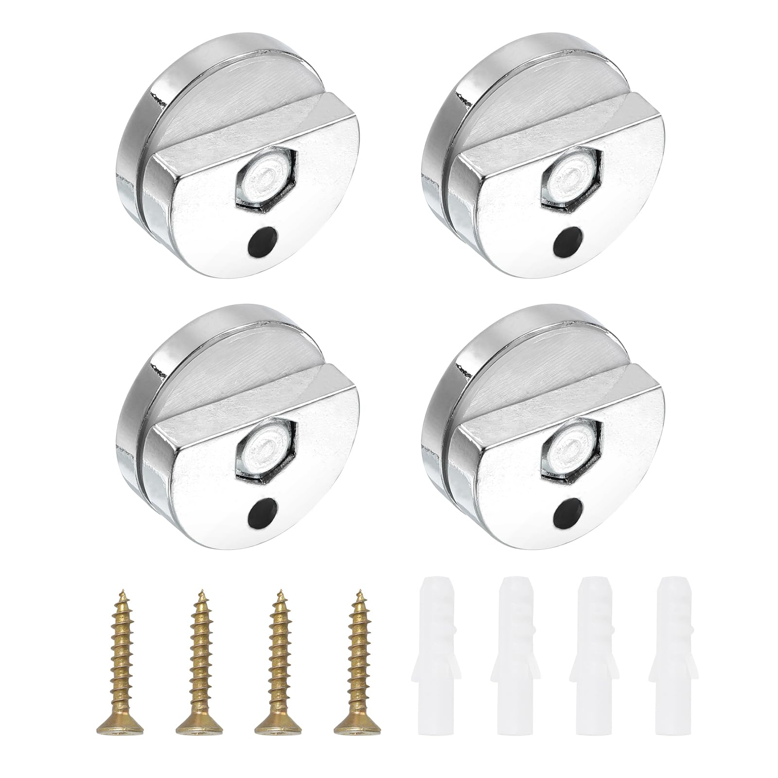 PATIKIL Mirror Clip, 4 Pcs Zinc Alloy Mirror Mounting Clip Clamps Kit Fixing Semicircle Holder Brackets for 3-5mm Thick Glass in Bathroom Bedroom, Silver