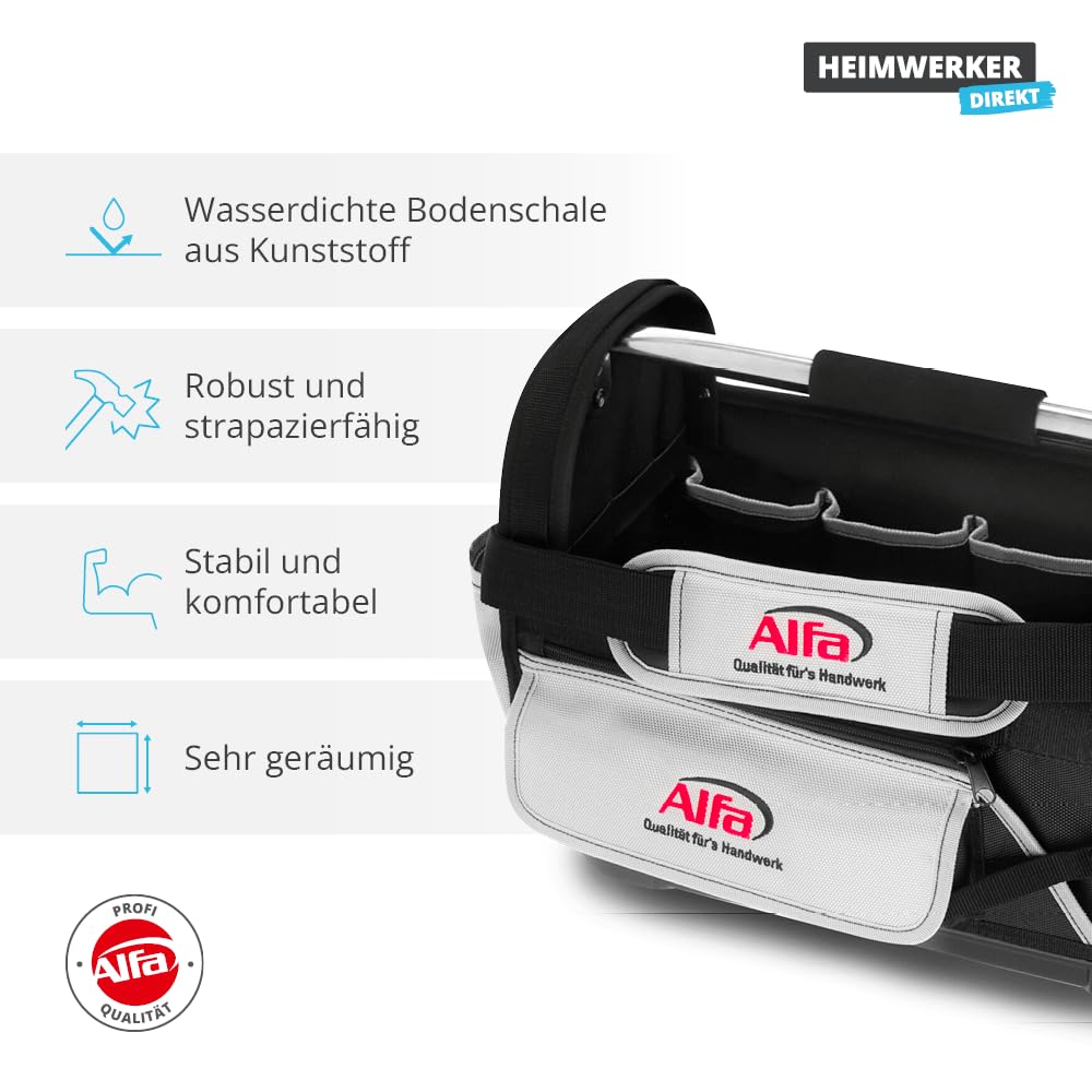 Alfa Werkzeugtasche 42x23x30cm - wasserdichte Bodenschale, gepolsteter Tragegriff - robust strapazierfähig konfortabel geräumig leicht 2