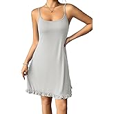 Ekouaer Sleeveless Nightgowns for Women Spaghetti Strap Sleepwear Sexy Sleep Dress Chemise Pajama Dress S-XXL