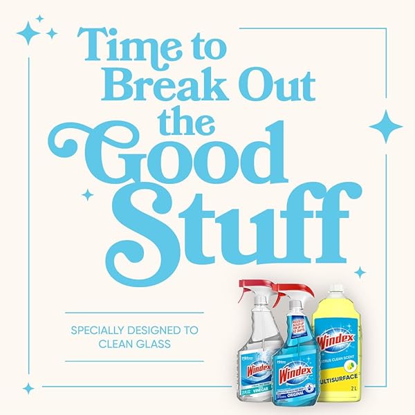 WINDEX MULTIPURPOSE CLEANER DISINFECTANT SPRAY BOTTLE, FAST CLEAN SURFACE CLEANER, CITRUS SCENT, 32 FL OZ
