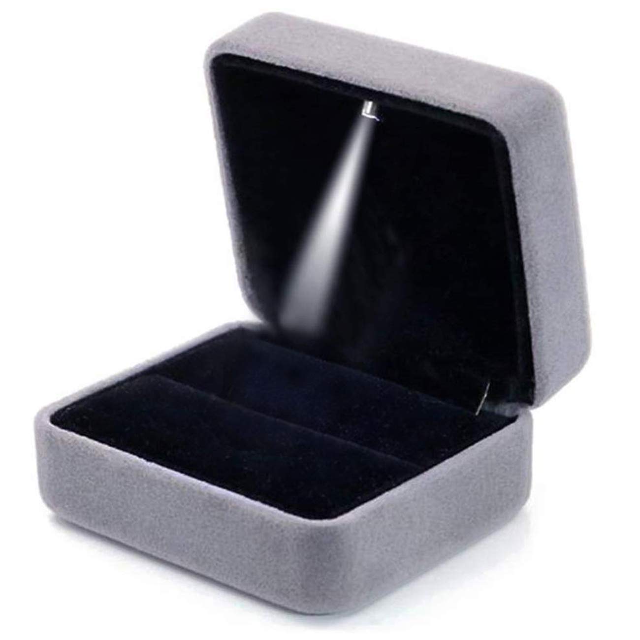 GBYAN Velvet Ring Box with LED Light Jewelry Display Gift Box for Proposal,Engagement, Wedding
