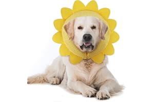 IEUUMLER Inflatable Recovery Dog Collar, Protective Donut Cone, Adjustable Soft Collar for Dog and Cat After Surgery Prevent from Biting & Scratching EU002 - Sunflower L