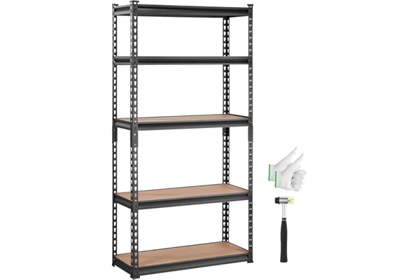 VEVOR Storage Shelving Unit, 5-Tier Adjustable, 2000 lbs Capacity, Heavy Duty Garage Shelves Metal Organizer Utility Rack, Bl