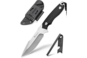 NedFoss Survival Knife with Fire Starter and Kydex Sheath, 9.25" Full Tang Fixed Blade Camping Knife with Sheath Horizontal & Vertical, Bushcraft Knife with G10 Handle for Outdoor, Hunting, Fishing