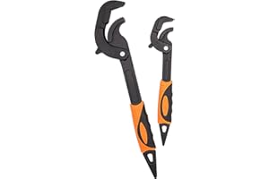 Taigoehua（2PCS Multi-function Water Pipe and Nut Wrench Self-Adjusting Spanner Quick Power Grip Pipe Wrench 0.6”-2.4''，10" and 15"