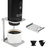 TYGHF Pour over Dripper Stand,Portable &amp; Foldable Espresso Machine Stand with outin,Office coffee stand with base,Suitable for office,home,camping Square&amp;Sliver