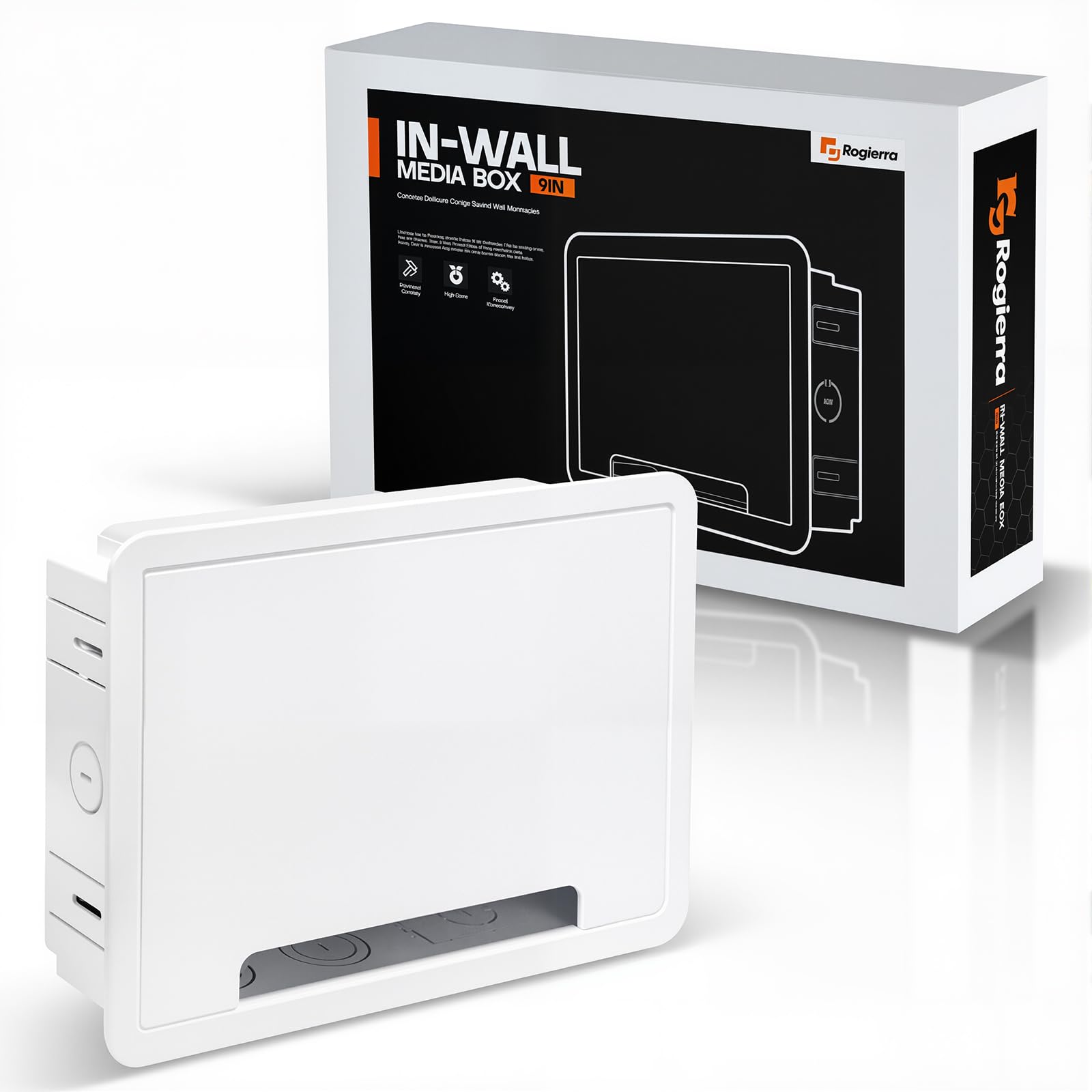 Photo 1 of in-Wall Media Box - TV Cable Management Kit, Structured Media Enclosuree, Home Theater Box, Compatible with Roku, Apple TV, Samsung One Connect Mini - WiFi Friendly, Dual Purpos, White-9"
