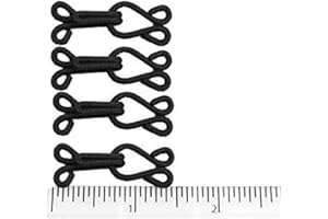 SECRET FOR LONGEVITY 4 x Black Large Covered Hooks & Eye Sewing Closure for Fur Coat Jacket Cape Stole Bracelet Jewelry Books Crafts and More