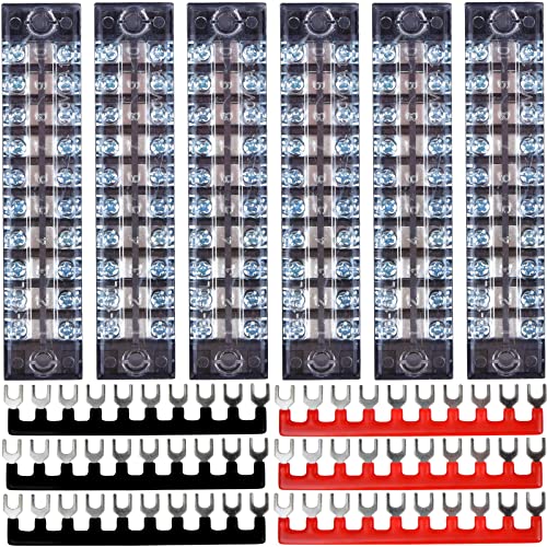 Terminal Block 10 Position, 12PCS 6 Set Terminal Block Strip & Ground