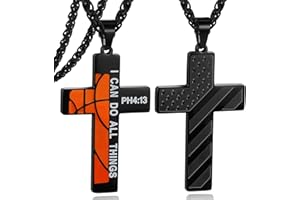 Chrishine Life 20 Inch Baseball Basketball Football Cross Necklace Jewelry - Cool Birthday Anniversary Christmas Graduation Easter Gifts for Teens Teenage Boys Men