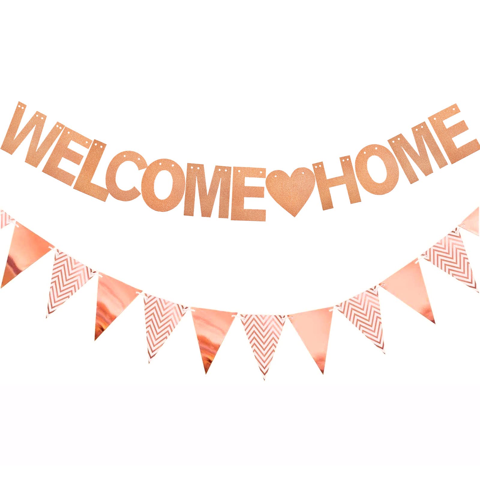 Welcome Home Banner 3 Meter Rose Gold Glitter Welcome Home Bunting New Home Banner for Family Party Decorations