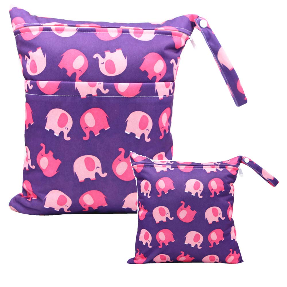 xingmo Wet Dry Bag, Nappy Organizer Bag, Reusable Zipper Diaper Bag, Hanging Wet or Dry Clothes Storage Bag (4# M+L)