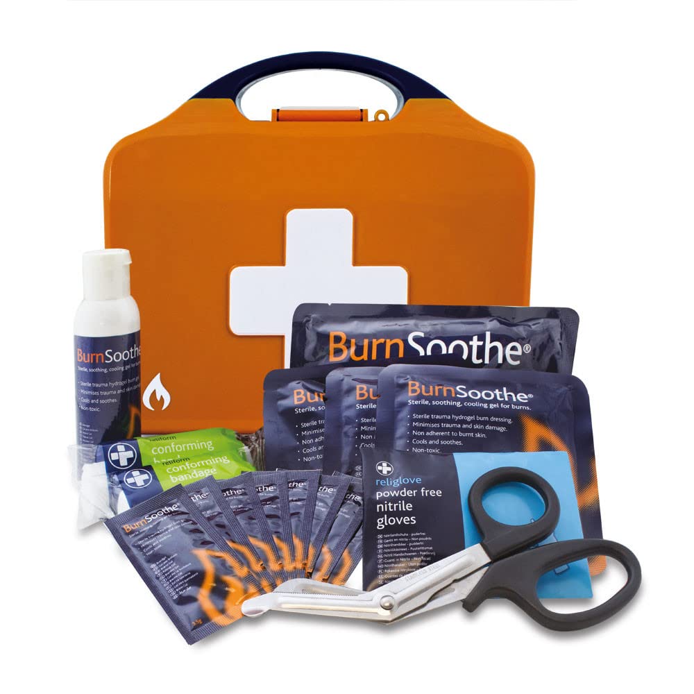 Reliance Medical First Aid Kit Standard Burn Aid Kit in Aura Box - Includes Gel Soaked Dressings, Ideal for Treating Burns, Scalds, Sunburn, Complete Dressing Kit for Emergency Care