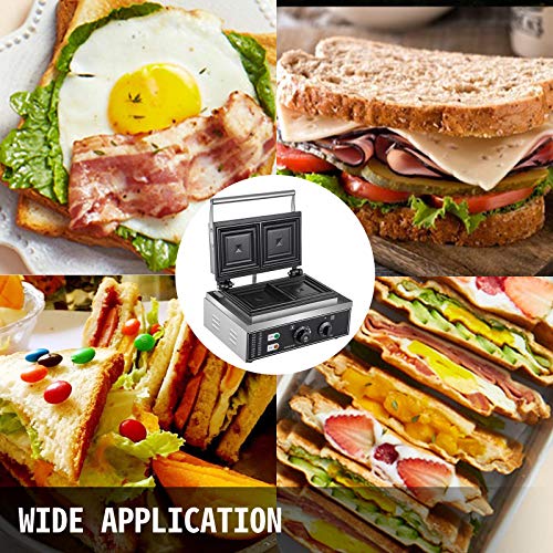 VEVOR 110V Commercial Sandwich Machine, 1500W Electric Sandwich Grill