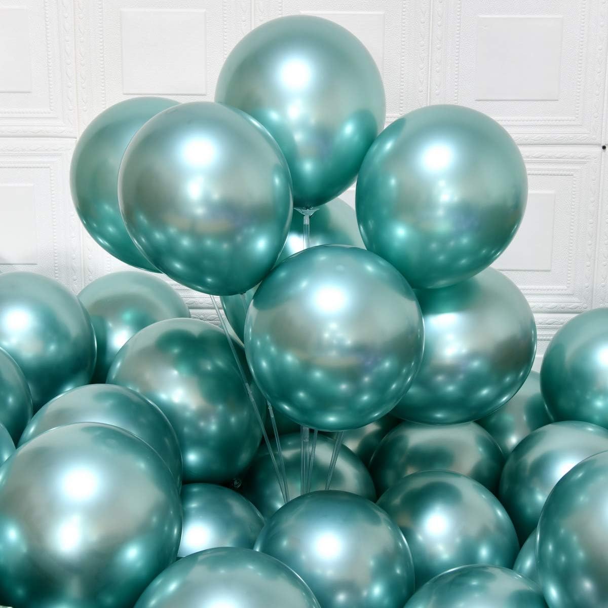 Party Balloons 12inch 50 Pcs 3.2g/pcs Latex Metallic Balloons Chrome Balloons Birthday Balloons Shiny Balloons Party Decoration Wedding Birthday Baby Shower Christmas Party - Metallic Green: Home & Kitchen