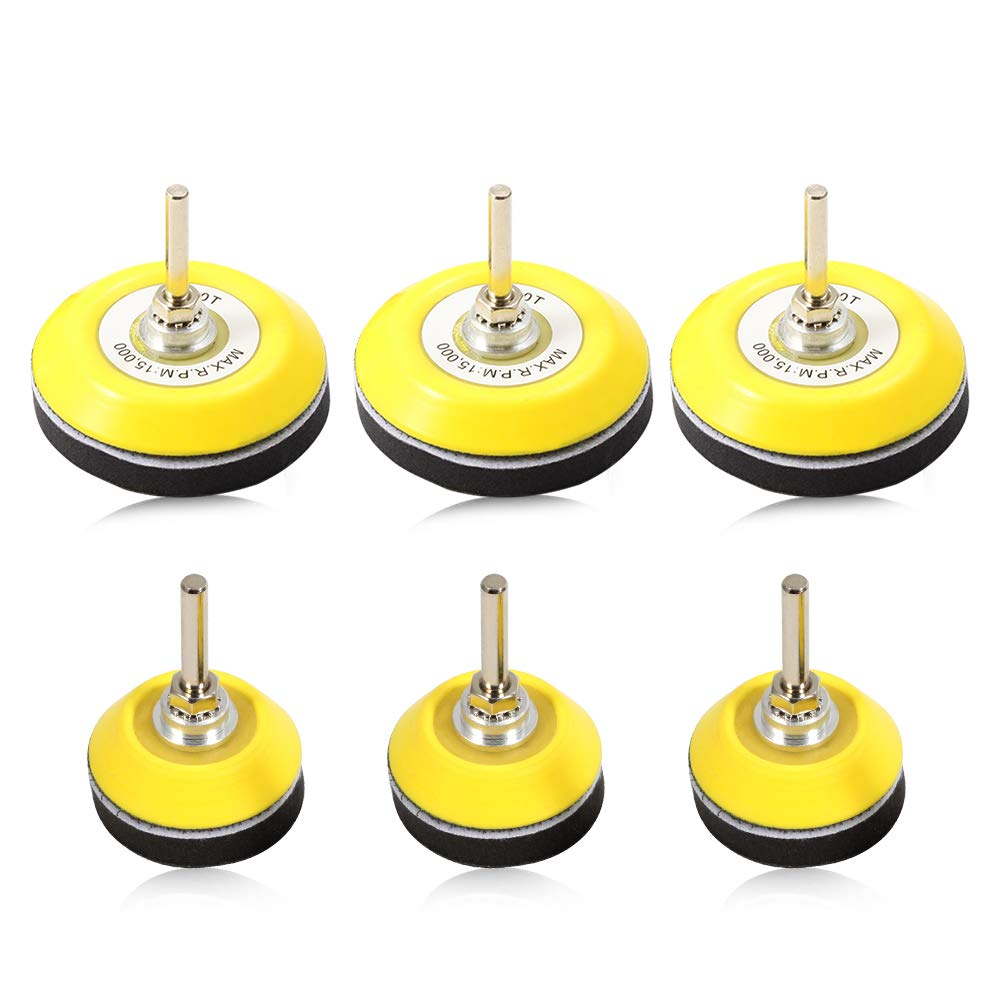 SPEEDWOX Hook and Loop Sanding Discs Pad 6 Packs Kit with Shank Drill Attachment Backing Pads and Soft Foam Layer Buffing Pad