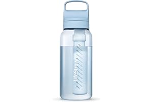 LifeStraw Go Series – BPA-Free Water Filter Bottle for Travel and Everyday use removes Bacteria, parasites and microplastics, Improves Taste, 1L Icelandic Blue