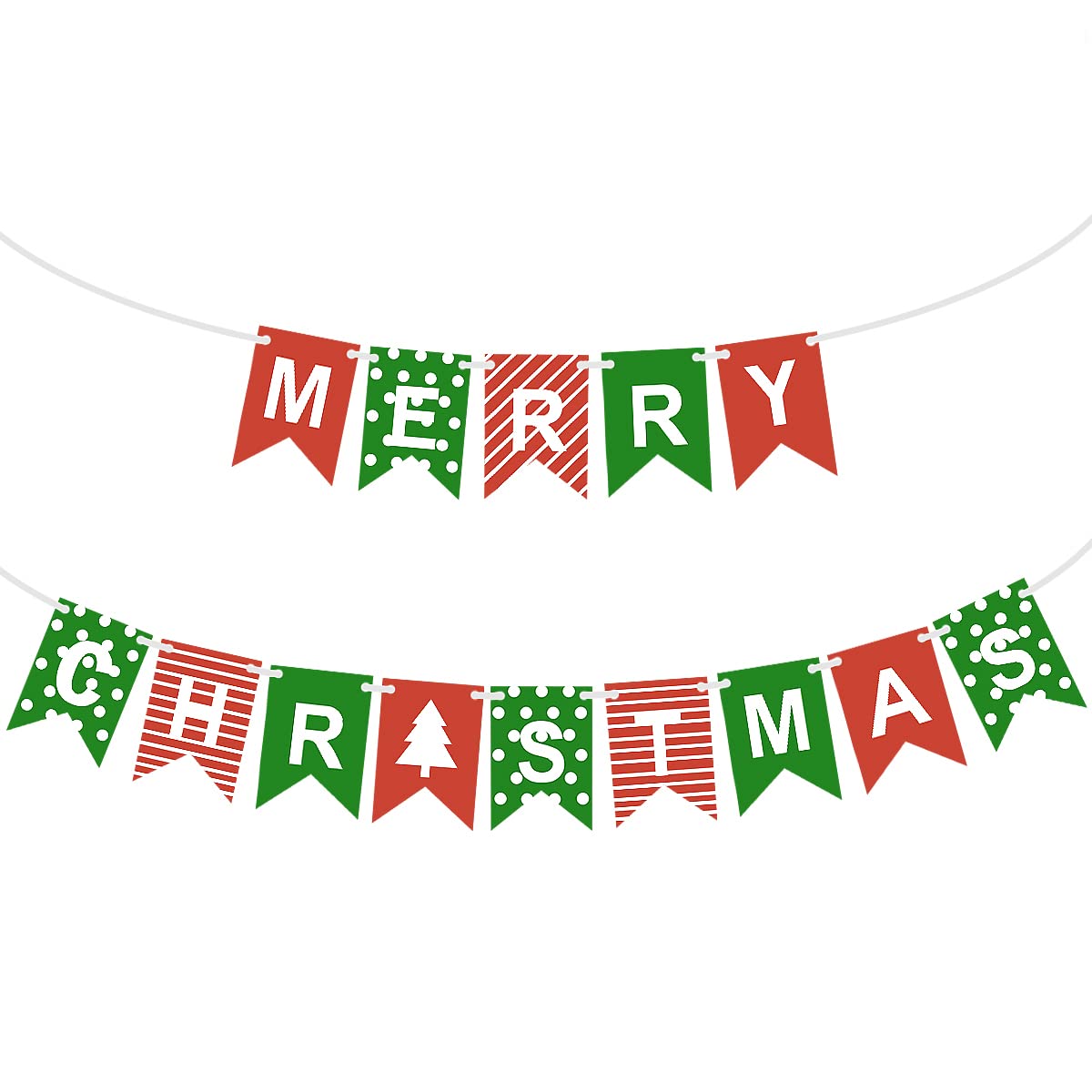 Merry Christmas Bunting Banner, Christmas Bunting Garland Letter Garland Banner for Christmas Tree Fireplace Wall Christmas Decorations