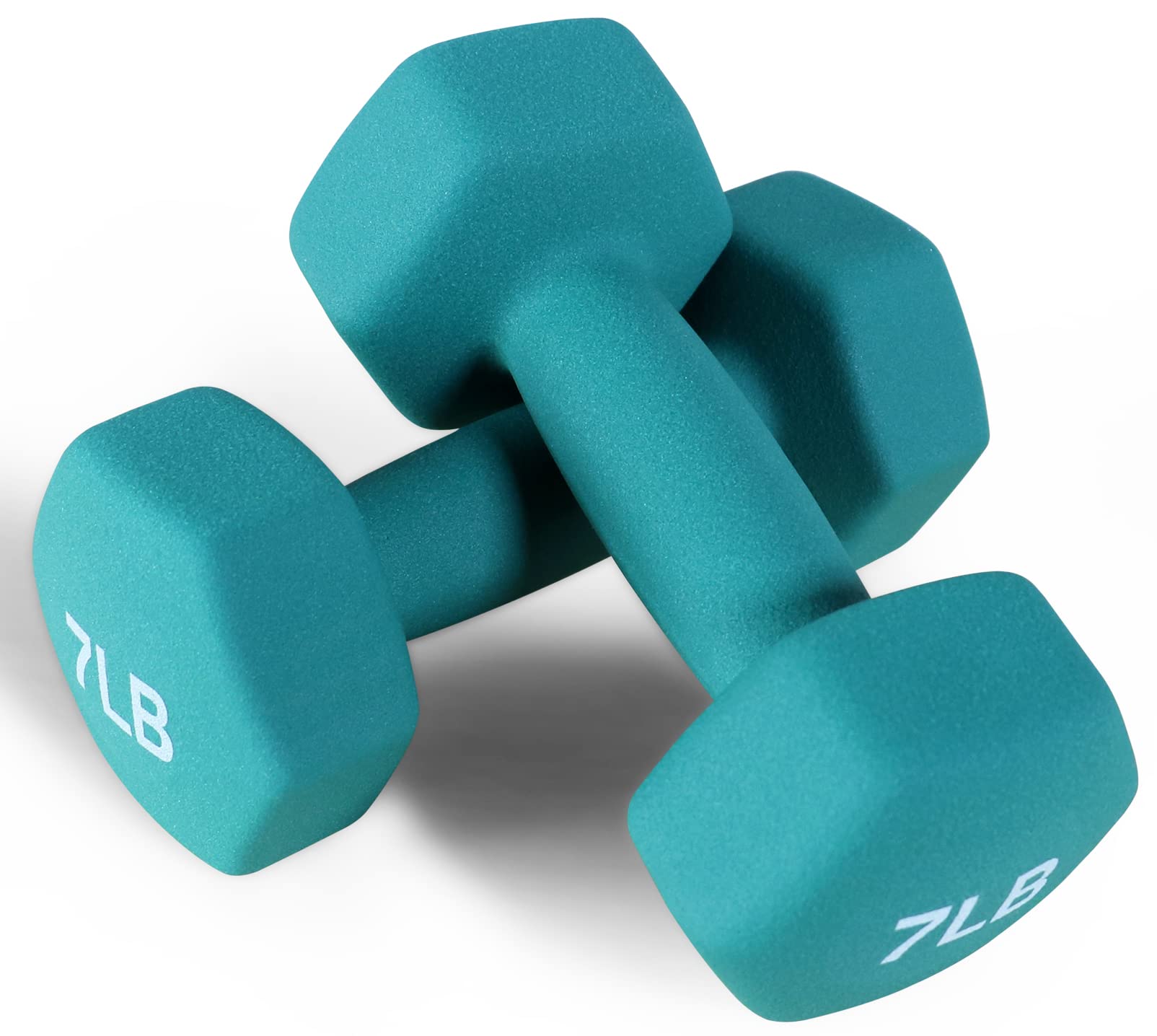 Photo 1 of Signature Fitness Set of 2 Neoprene Dumbbell Hand Weights, Anti-Slip, Anti-roll, Hex Shape Colorful, 7-Pound Pair