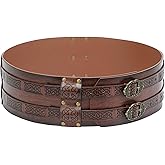 Medieval Renaissance Pirate Belt,Retro Viking Embossed PU Leather Wide Belt for Men & Women LARP, Halloween, Cosplay Party Costume Accessory Brown