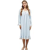 Nanxson Cotton Nightgown for Women Short/Long Sleeve Princess Nightdress Victorian Nightwear Lace Ruffled Nighties with Bow