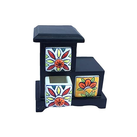 Mojopanda 3 Multicolor Drawer Ceramic Desktop Mini Chest Of