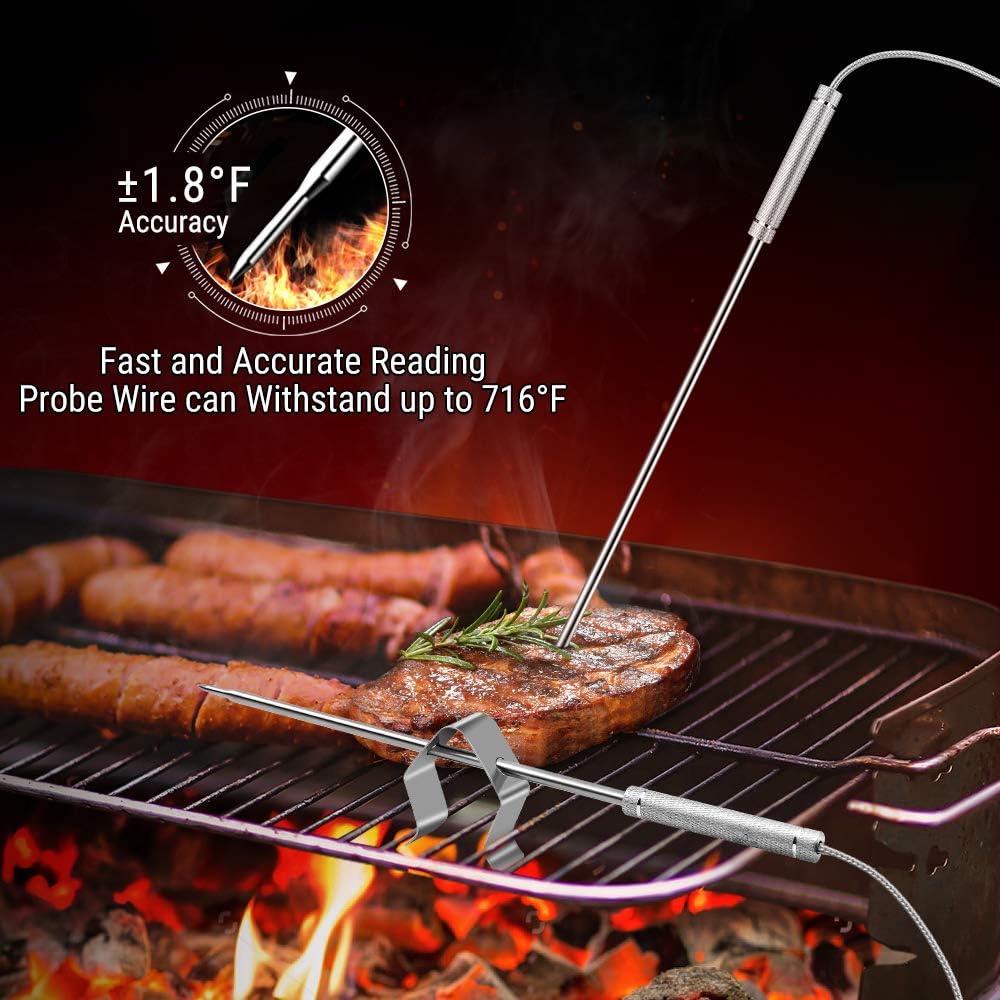 ThermoPro TP08S Wireless Digital Meat Thermometer for Grilling Smoker BBQ Grill Oven Thermometer with Dual Probe Kitchen Cooking Food Thermometer: Kitchen & Dining