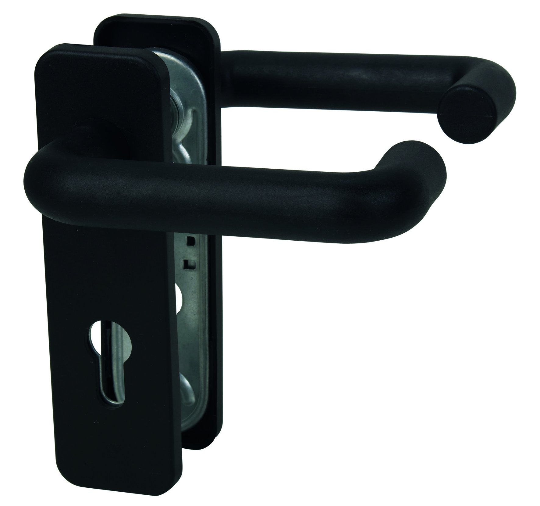 ALPERTEC Nylon FIRE Door Retainer – Square Lever Handle PZ Door Handle Set Door Fittings Door Handle Square 9 mm Spacing 72 mm, Black, 40150020 K1