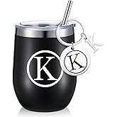 Dandat Personalized Wine Tumbler Cup with Keychain 12oz Black Stainless Steel Travel Mug with Lid Straw for Employee Teacher Coworker Nurse Volunteer Appreciation Gifts(K Style)