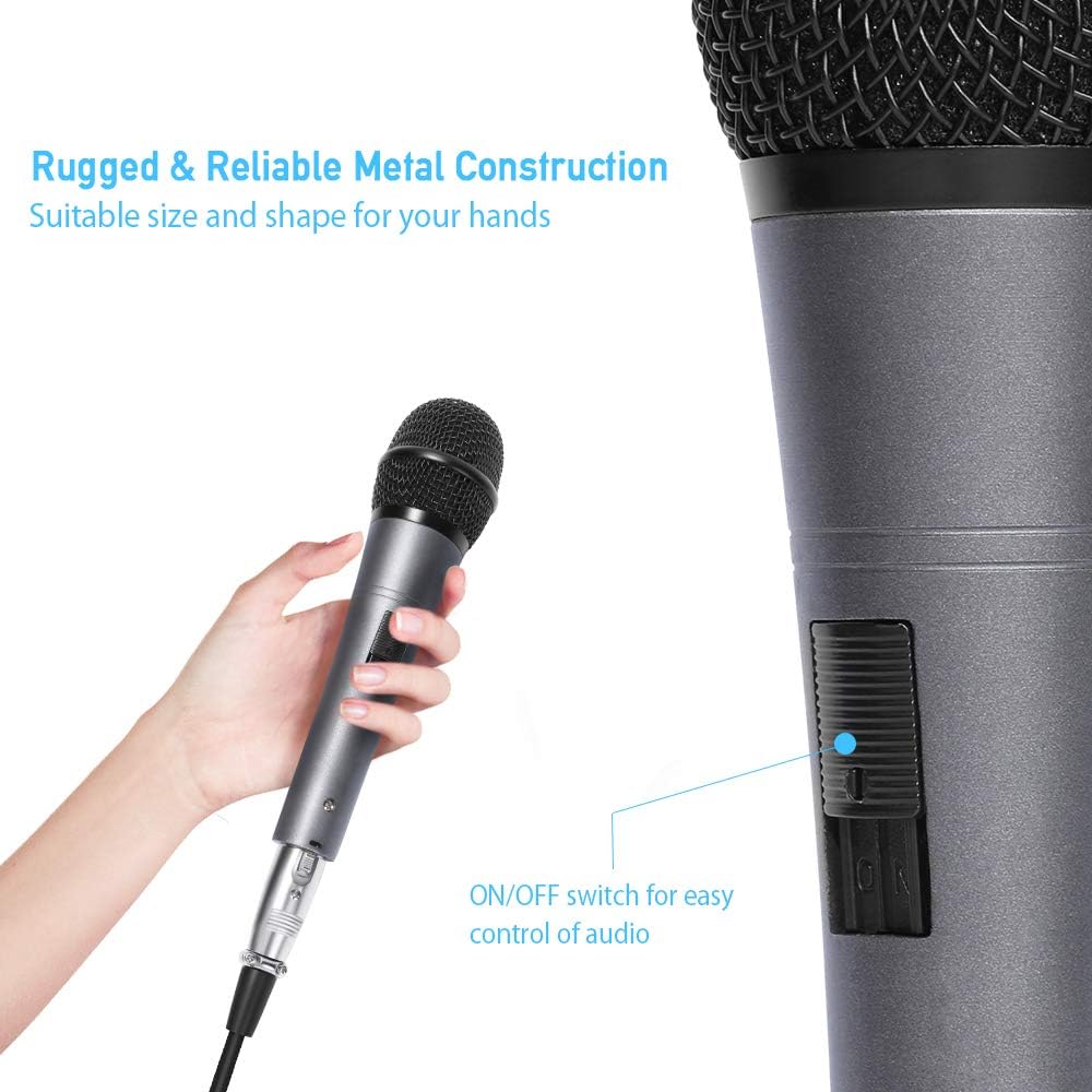 Professional Dynamic Cardioid Vocal Wired Microphone with 19.68 ft XLR Cable, MAONO AU-K04T 3 Pieces Metal Handheld Mic for Karaoke, Stage, Performance, Public Speaking, Home KTV: Musical Instruments