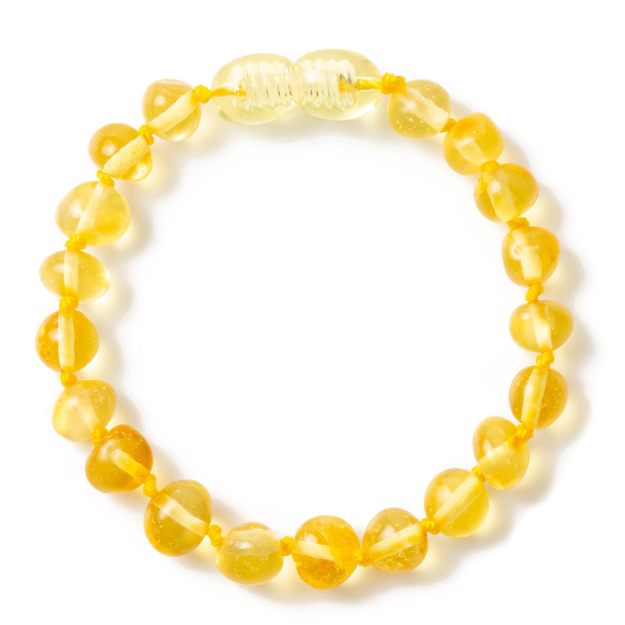 Baltic Amber Bracelets/Anklet Sizes 20cm - Lemon - Handmade Polished - Knotted Between Beads