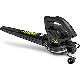 Sun Joe Corded Electric Leaf Blower Machine, 155 MPH, 260 CFM, 6-Amp Motor, Black - Portable and Lightweight Gardening Equipment for Yard Care and Lawn Maintenance, SBJ597E.