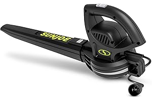 Sun Joe SBJ597E All-Purpose Electric Leaf Blower, 6-Amp Motor, 155 MPH, 260 CFM, Black - Lightweight & Compact, One-Hand Oper