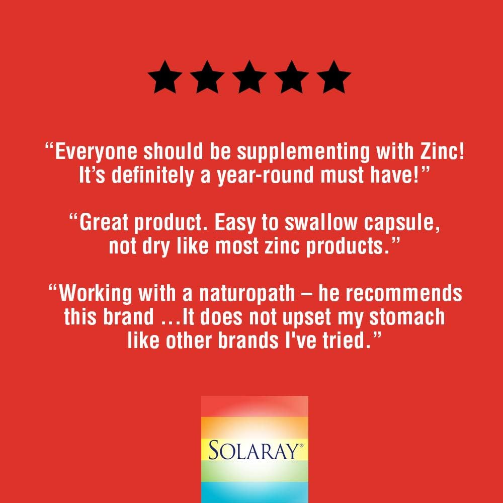 Solaray Zinc 50 mg Amino Acid Chelate | Bioavailable Chelated Complex for Immune System & Cellular Health Support | with Pumpkin Seeds | 100 VegCaps: Health & Personal Care