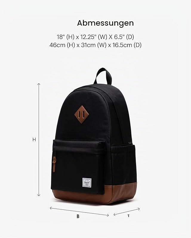 Unisex Heritage Backpack Black/Tan Standard - 24L