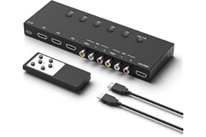 Y.D.F 3 Way HDMI 2.0 Switcher + 2 RCA to HDMI Converter(2 in 1) 2 Way AV Composite CVBS Switch to HDMI Adapter Support 4:3/16:9 Switching for N64 NGC Wii Xbox PS2/3/4/5 Xbox Series/ONE Switch