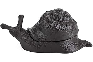 JUXYES Snail Cast Iron Key Hider Outside Spare Door Key Box Outdoor Small Garden Statues Ornament, Snail Indoor Decoration Jewelry Trinkets Box for Key, Ear Studs, Ring, Paper Clip