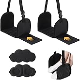 FELISTORY 2 PCS Foot Hammock for Plane Travel with 2 Eyeshades, Plane Foot Hammock, Under Desk Foot Hammock for Office, Adjustable Length and Portable Design, No Collapse with Bamboo Board Support