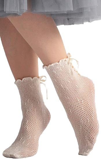 ゴールドジャパン 大きいサイズ レディース 靴下 ソックス ショート レースアップ リボン Drop 14leg 13 F 生成り ソックス 通販 Amazon
