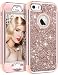 Vofolen Case for iPhone SE Case iPhone 5S Case Glitter Bling Shiny Heavy Duty Protection Full-Body Protective Cover Hard Shell Hybrid Silicone Rubber Armor + Front Bumper for iPhone 5 5S SE Rose Gold