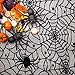 Korlon 2 Pieces Halloween Tablecloth, Halloween Spider Web Tablecloth Table Cover, 54”x 72” Rectangular & 42” Round Black Spider Web Lace Tablecloth for Halloween Kitchen Decor Party Decorations