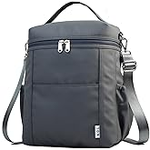 NOL Natural Organic Lifestyle Insulated Lunch Bags for Women Cooler Bag Lightweight Nylon Waterproof Lunch Box For Work (Dark gray, Large)