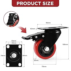 Caster Wheels, Heavy Duty 3 Inch Casters Set of