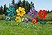 In the Breeze 2743 — 19-inch Teal Sunflower Wind Spinner with Leaves — Colorful Flower for Yard and Garden